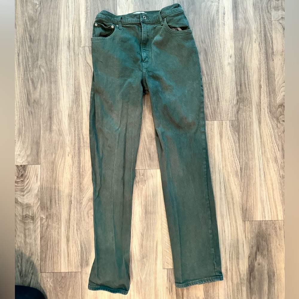 Abercrombie Size 4R (27): Ultra High Rise 90s Straight Jean Army Green